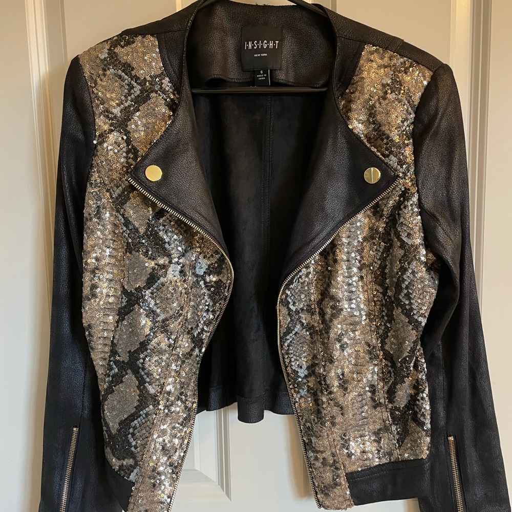 INSIGHT a equine snake print vegan leather jacket. Size 6